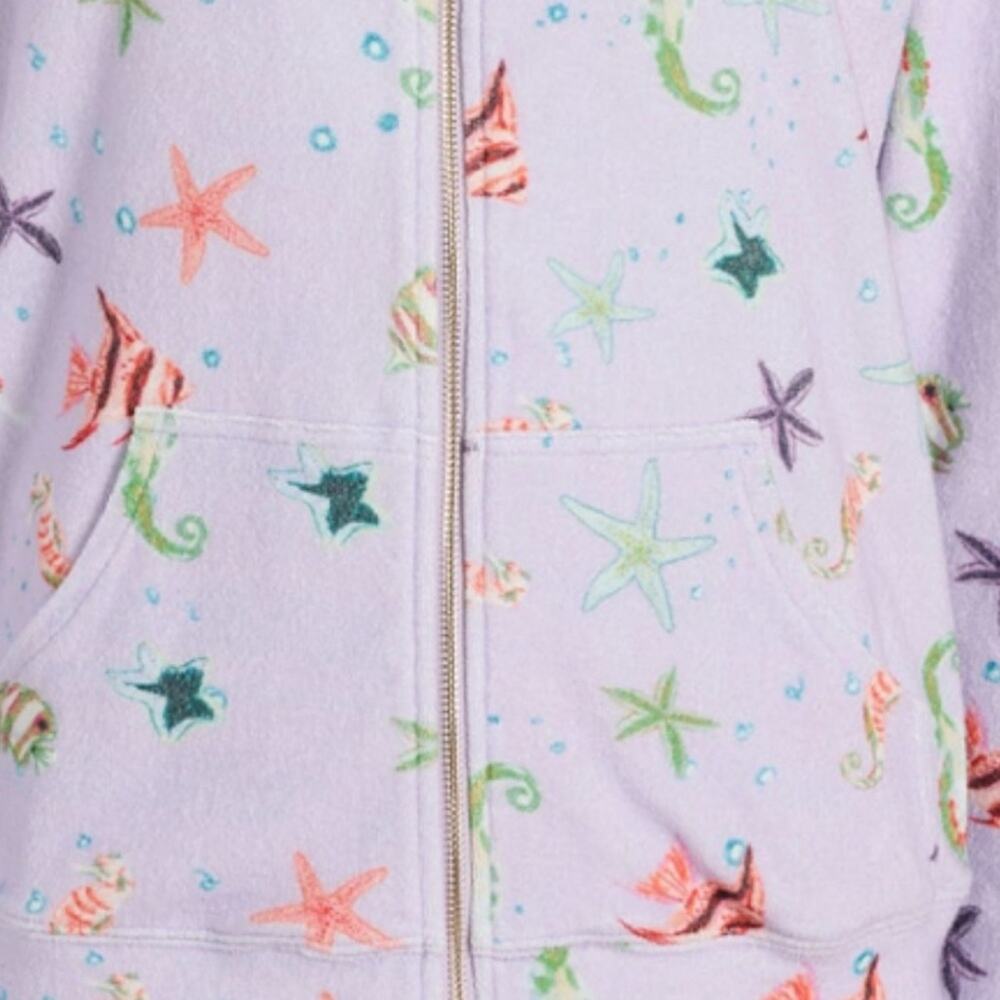 NWT Hill House Home Lilac Sea Creatures Beach The Allie Zip-Up Terry Hoodie XS - Picture 3 of 5